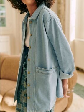 Sézane Will Jacket - Snow Blue Light Wash Denim Jacket